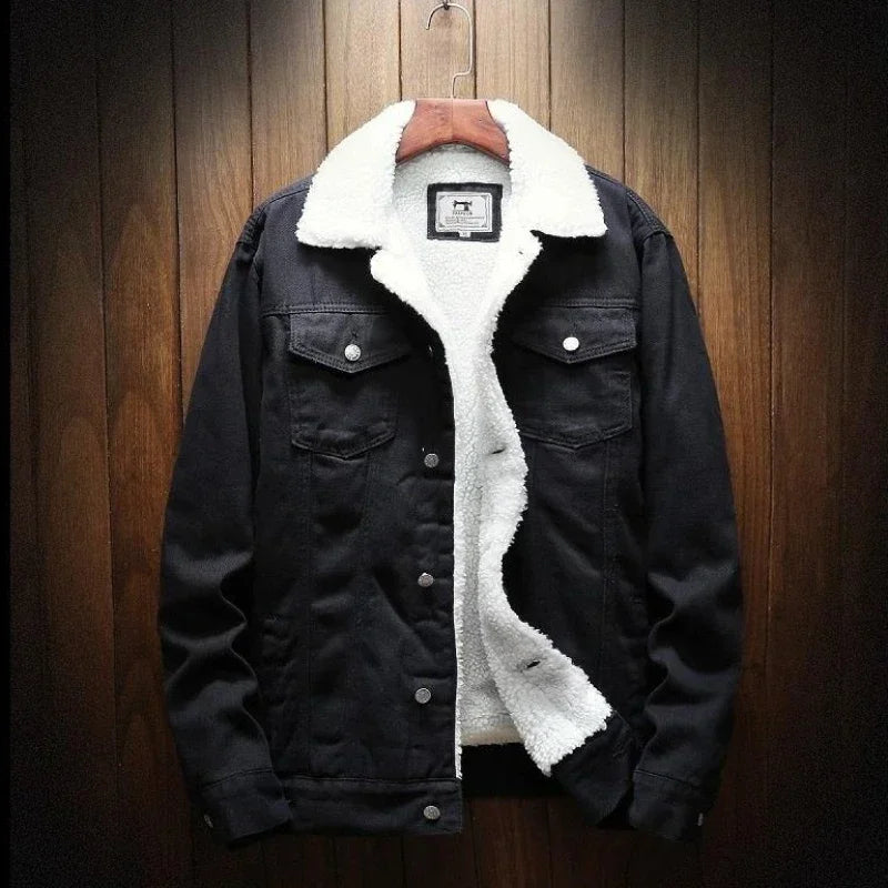 Denim Jackets Padding with Sheep Jeans Coat for Men