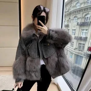 Women Winter Fashion Thick Faux Fox Fur Jackets