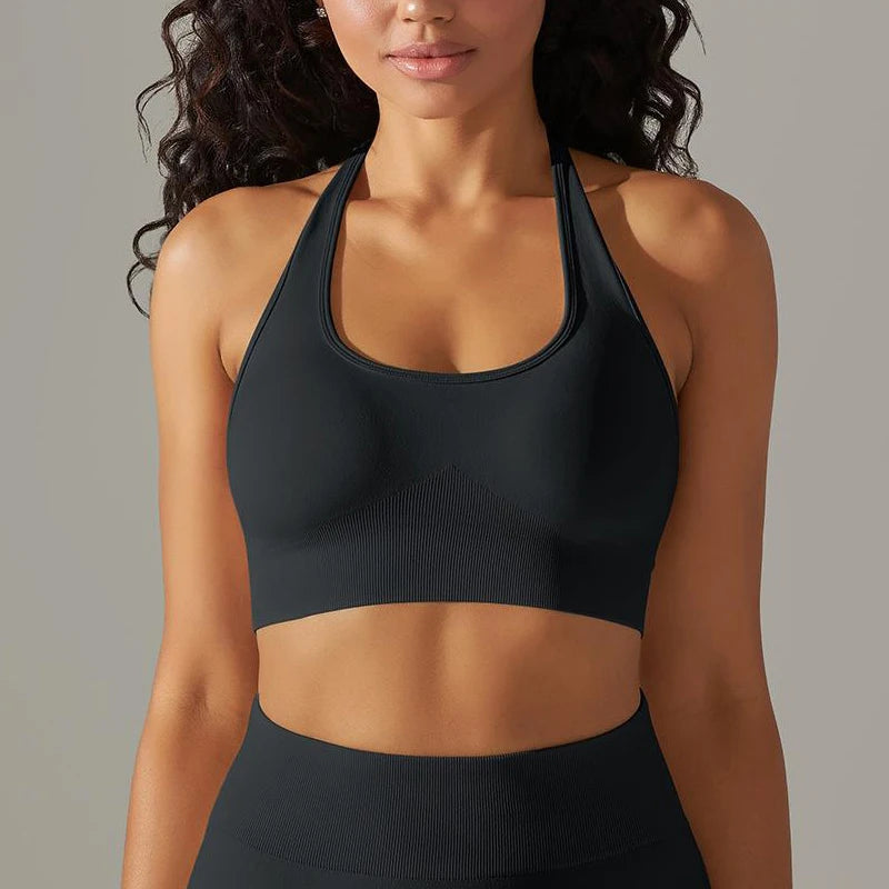 VITALINOVO Women Seamless Halter Sports Bra