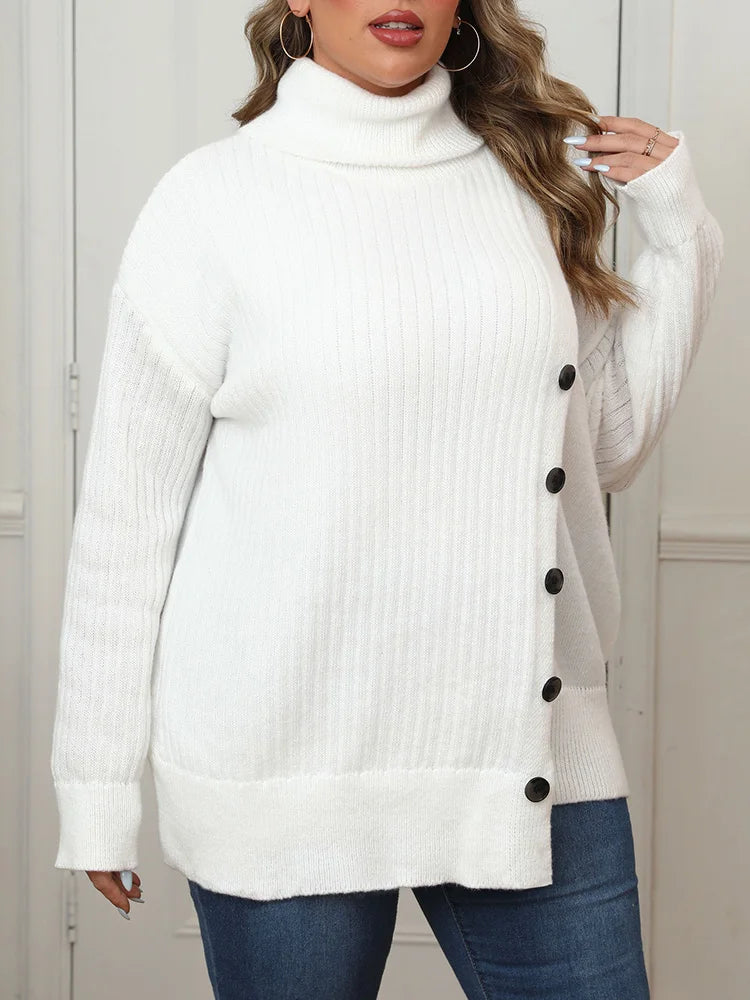 GIBSIE Plus Size Women's Turtleneck Sweater