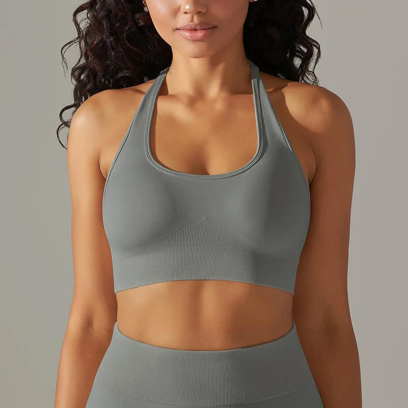 VITALINOVO Women Seamless Halter Sports Bra