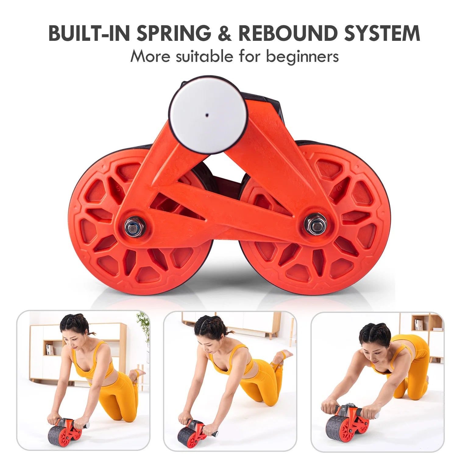 leikefitness Ab Wheel Roller Automatic Rebound with Knee Pad Mat