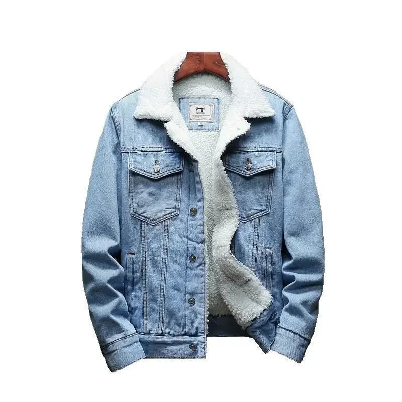 Denim Jackets Padding with Sheep Jeans Coat for Men