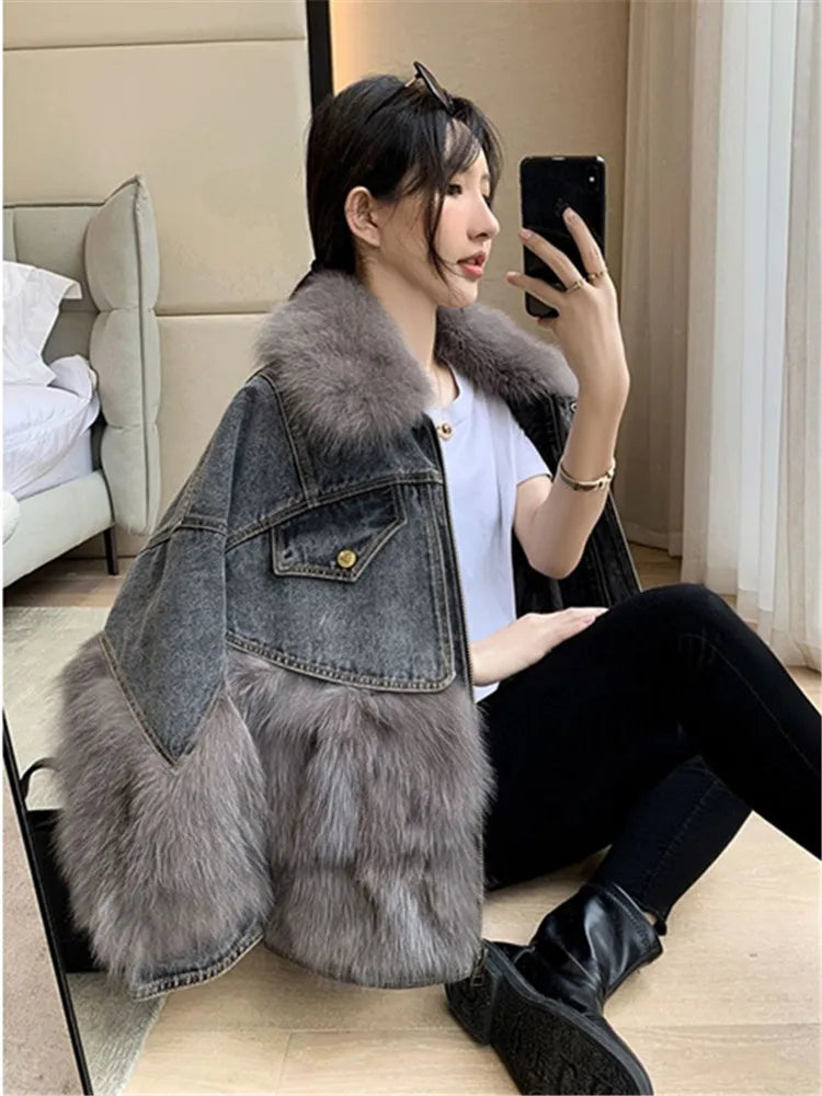 Women Winter Fashion Thick Faux Fox Fur Jackets